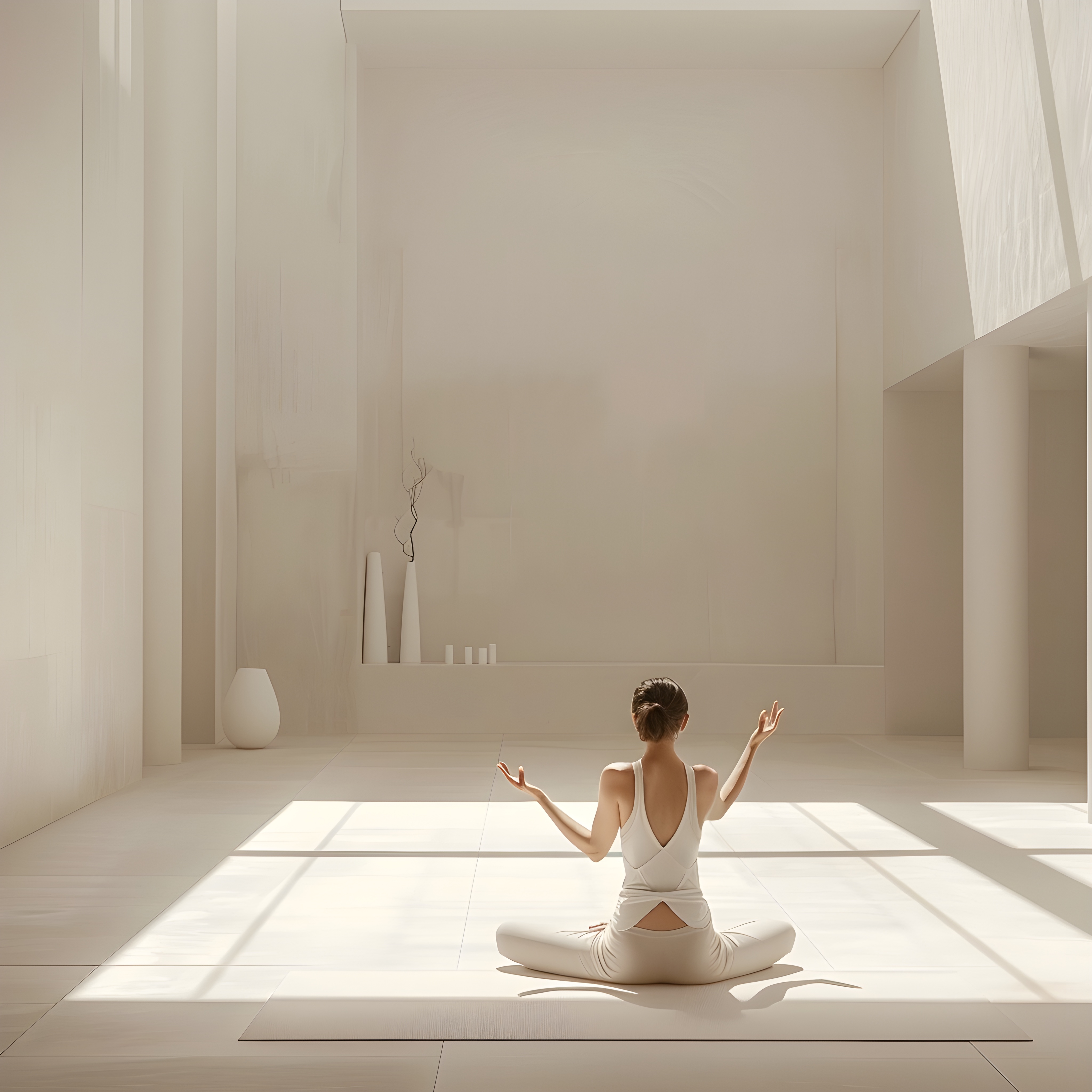 Woman practicing yoga in a sandstone archway in Malta